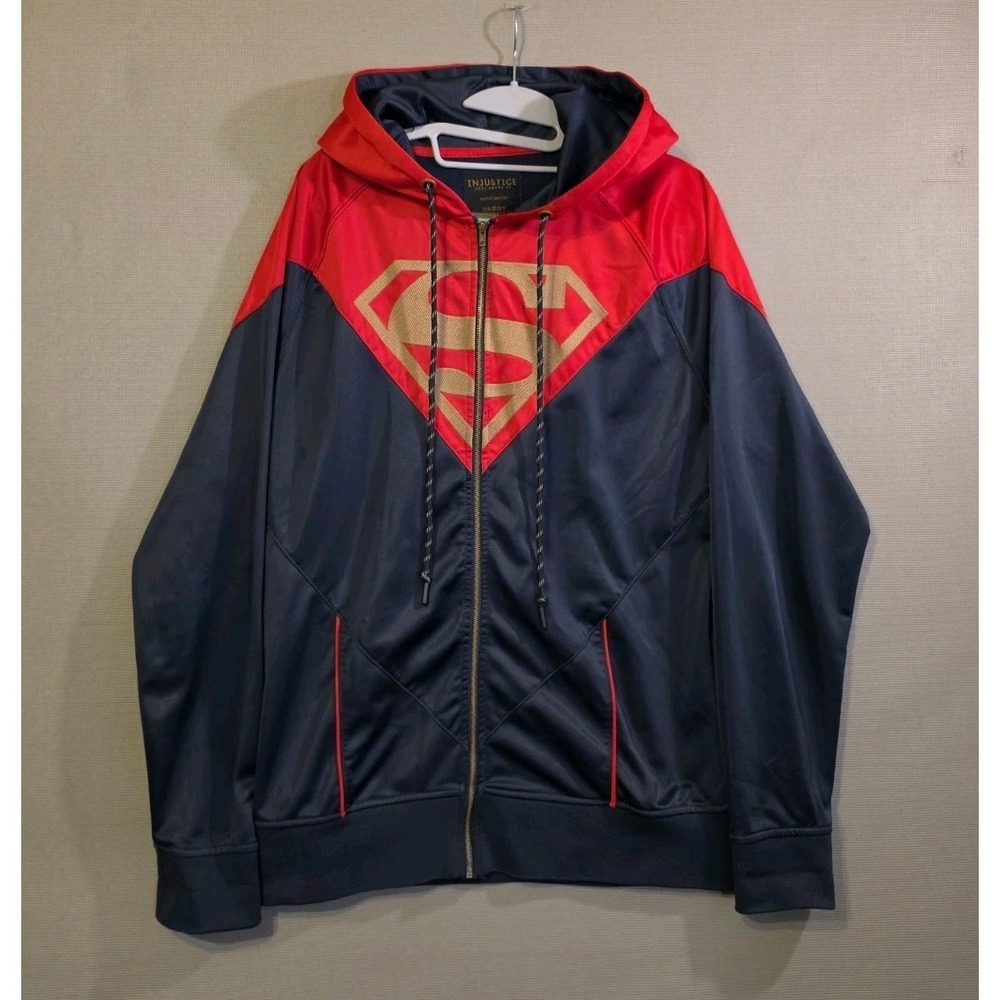 DC Comics Superman Hoodie Jacket Sz L Bioworld Injustice Gods Among Us Full Zip
